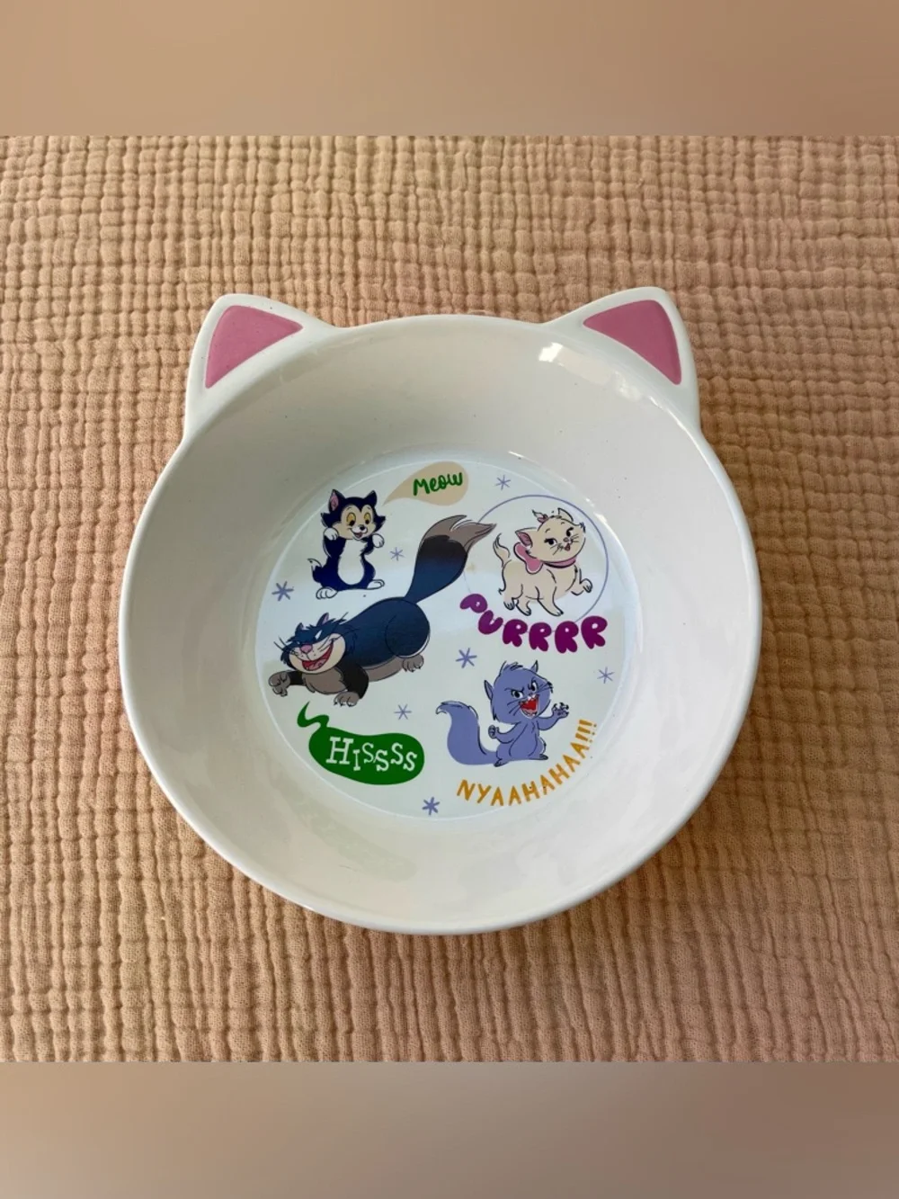Disney Parks Critter Chaos Collection Lucifer Figaro Marie Cat Ears Pet Bowl